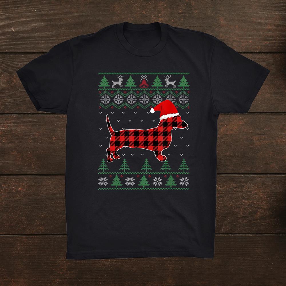 Plaid Dachshund Ugly Christmas Sweater Family Matching Pjs Shirt Plaid Dachshund Ugly Christmas Sweater Family Matching Pjs Shirt