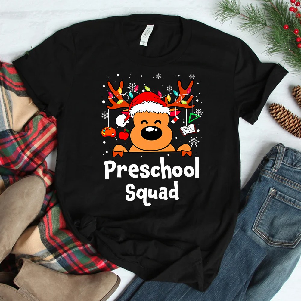 Preschool Squad Reindeer Preschool Teacher Christmas Shirt Preschool Squad Reindeer Preschool Teacher Christmas Shirt