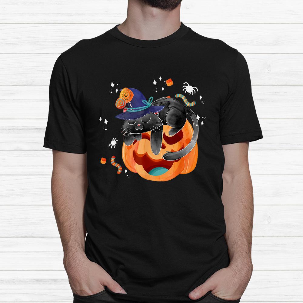 Pumpkin And Black Cat Halloween Shirt Pumpkin And Black Cat Halloween Shirt
