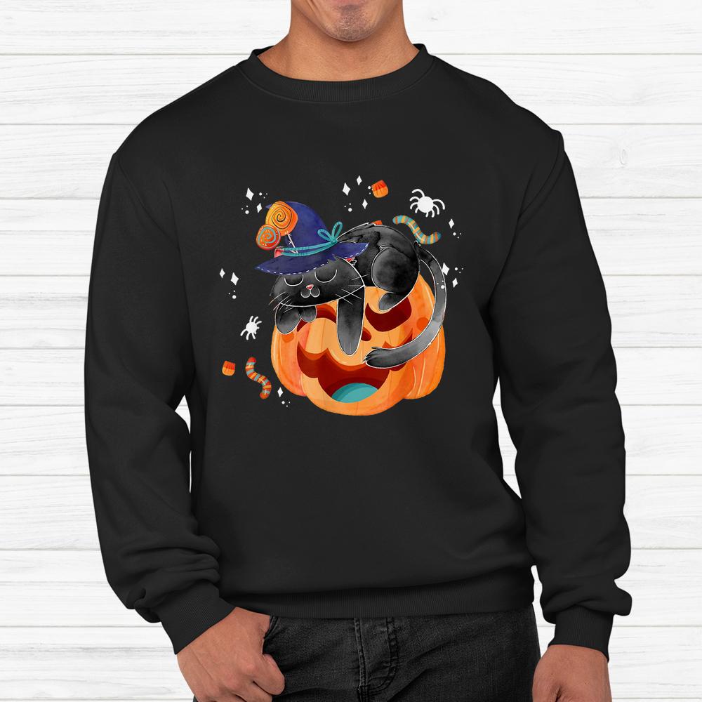 Pumpkin And Black Cat Halloween Shirt Pumpkin And Black Cat Halloween Shirt