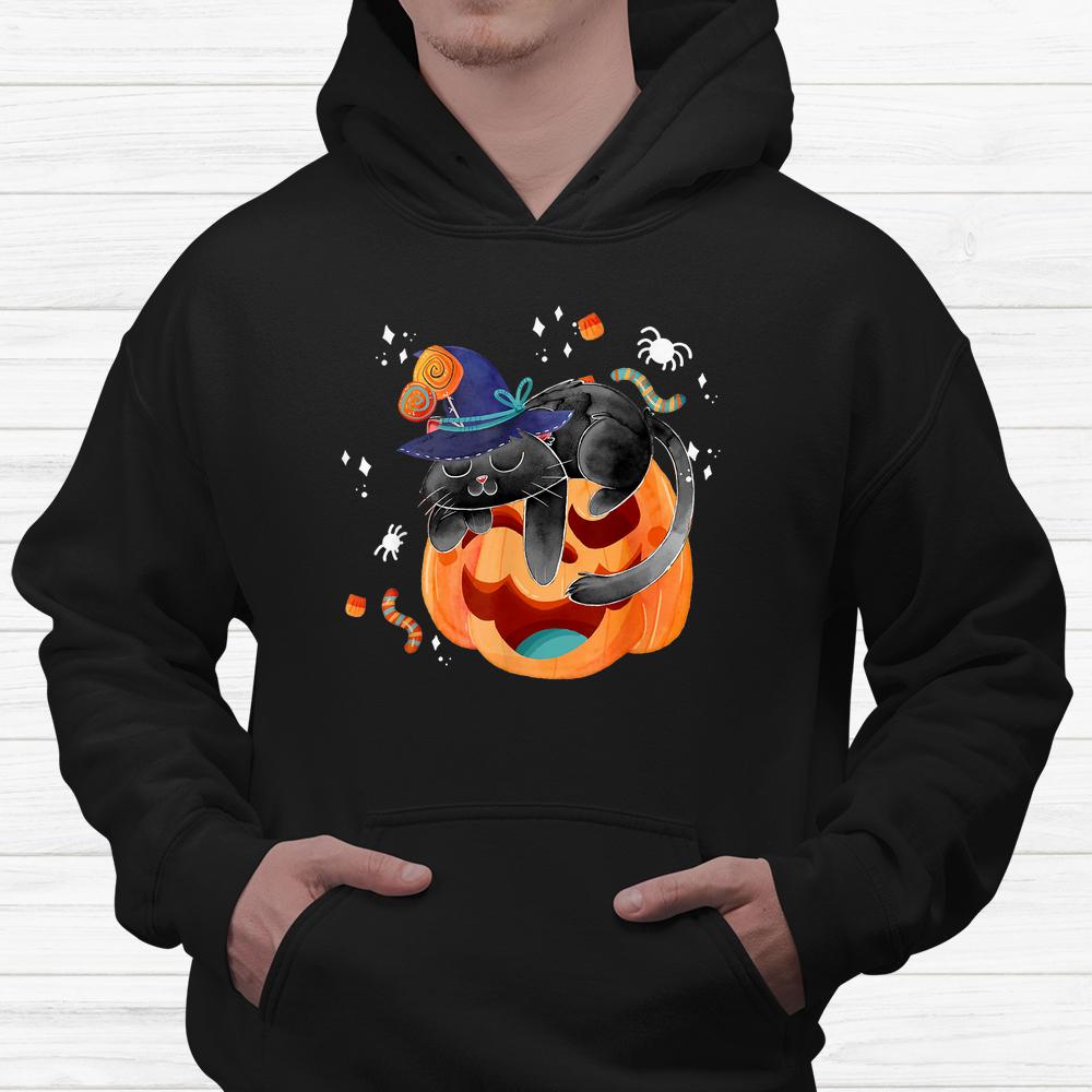Pumpkin And Black Cat Halloween Shirt Pumpkin And Black Cat Halloween Shirt