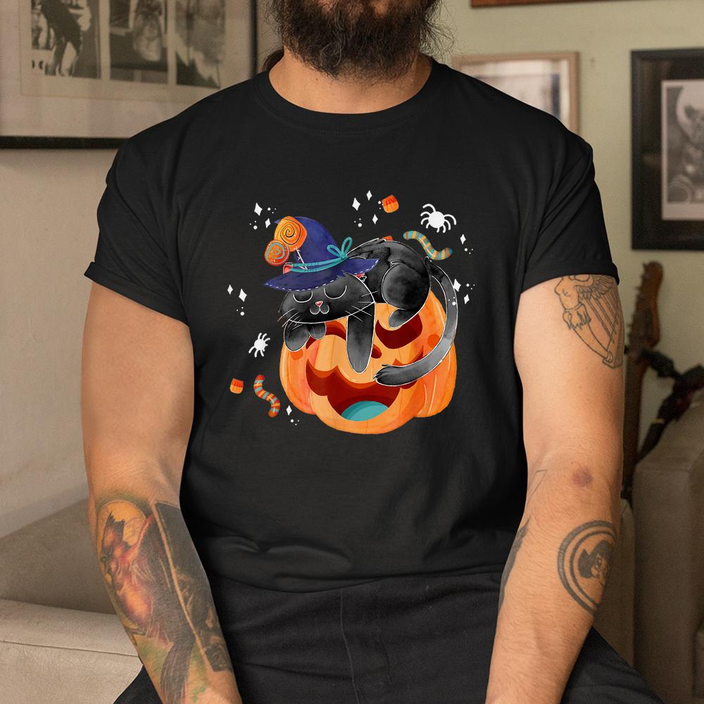 Pumpkin And Black Cat Halloween Shirt Pumpkin And Black Cat Halloween Shirt