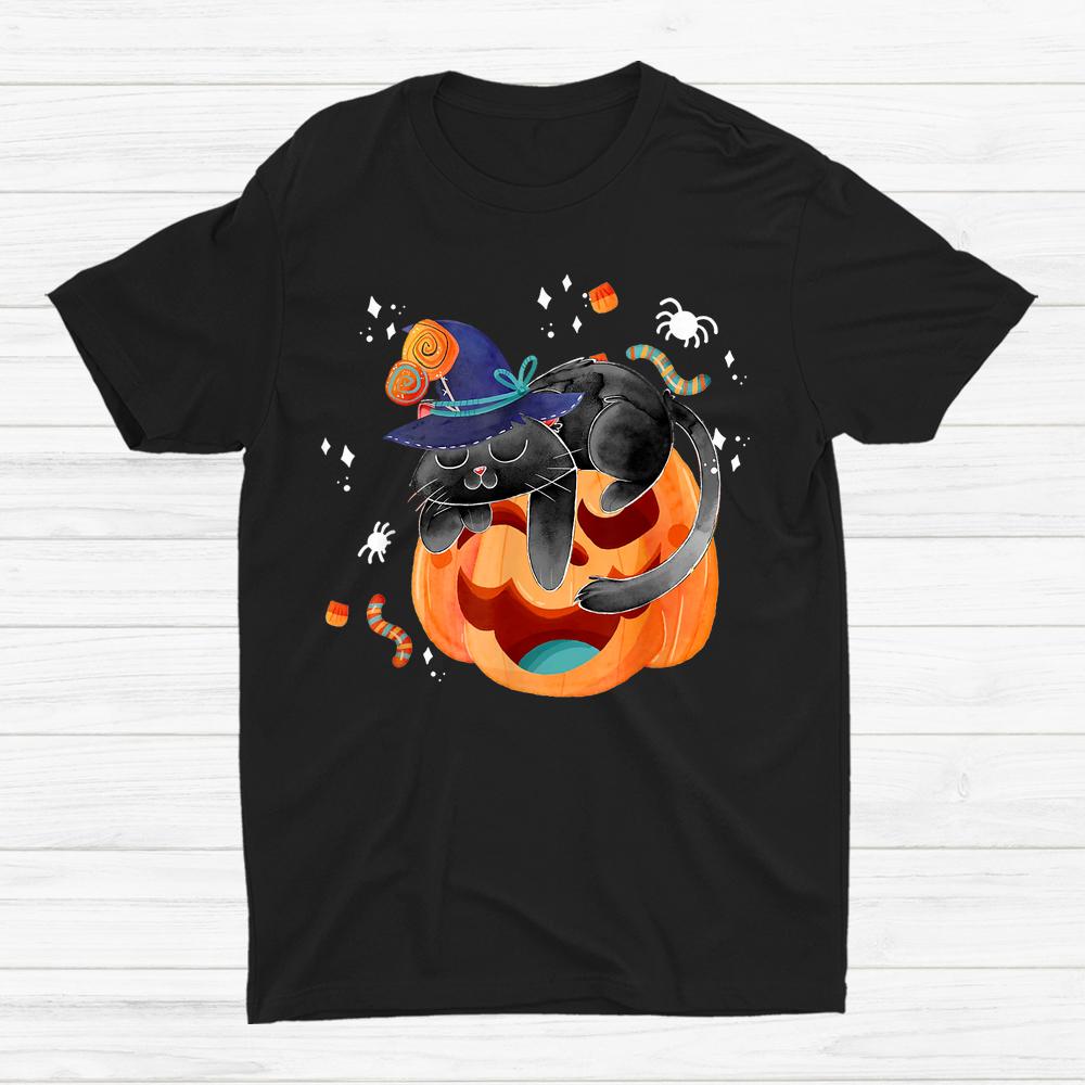 Pumpkin And Black Cat Halloween Shirt Pumpkin And Black Cat Halloween Shirt
