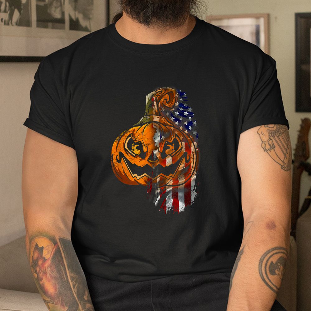 Pumpkin Scary Jack O Lantern Patriotic Halloween Usa Flag Shirt Pumpkin Scary Jack O Lantern Patriotic Halloween Usa Flag Shirt