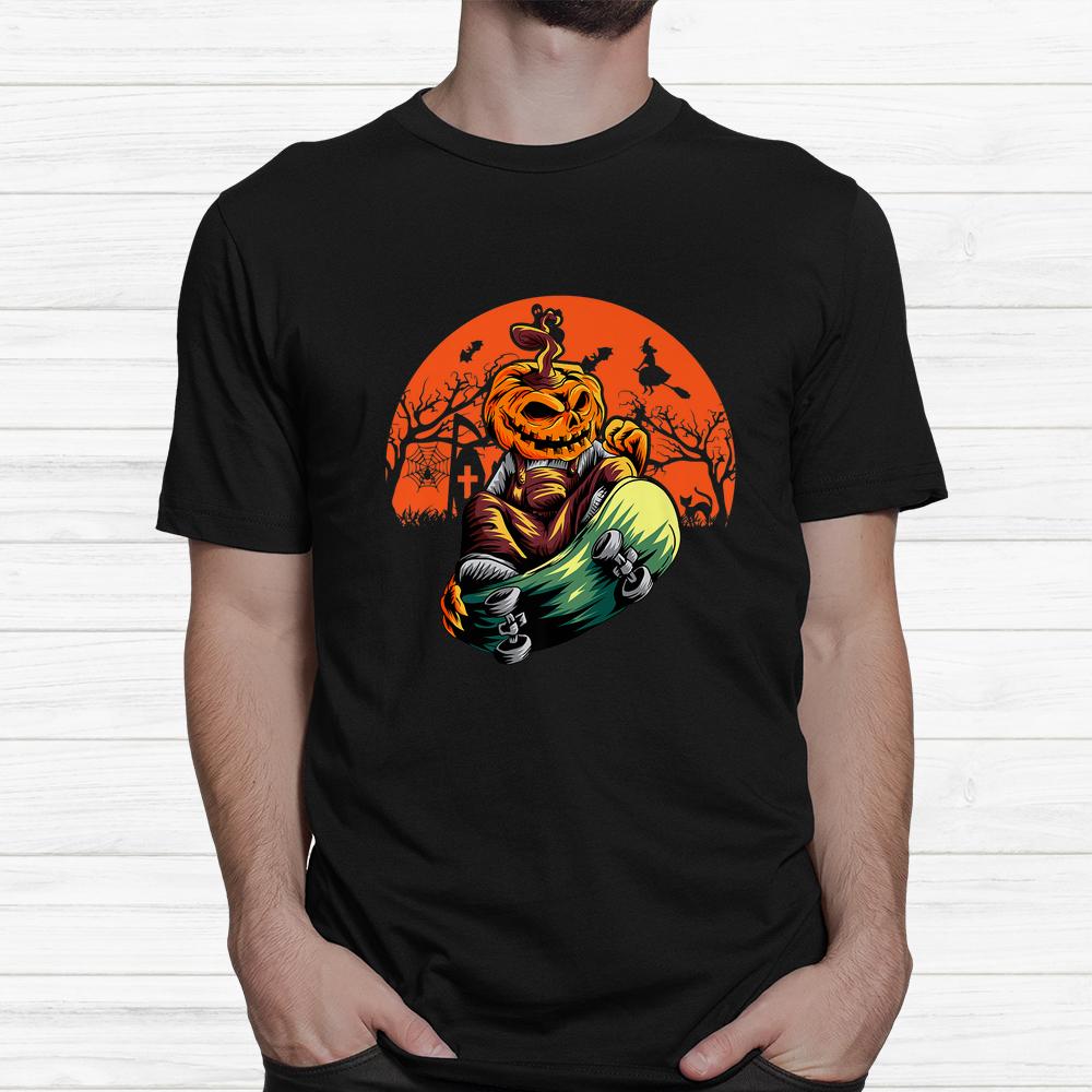Pumpkin With Skateboard Halloween Shirt Pumpkin With Skateboard Halloween Shirt