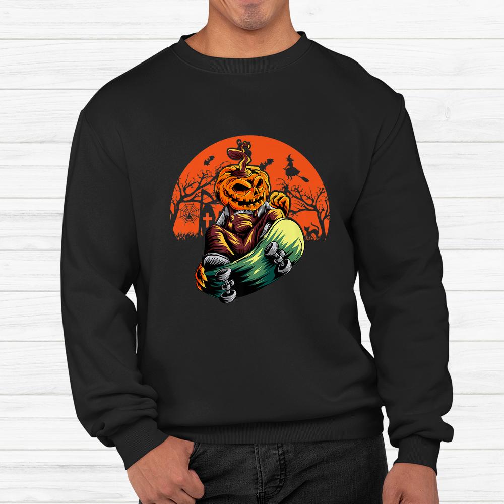 Pumpkin With Skateboard Halloween Shirt Pumpkin With Skateboard Halloween Shirt