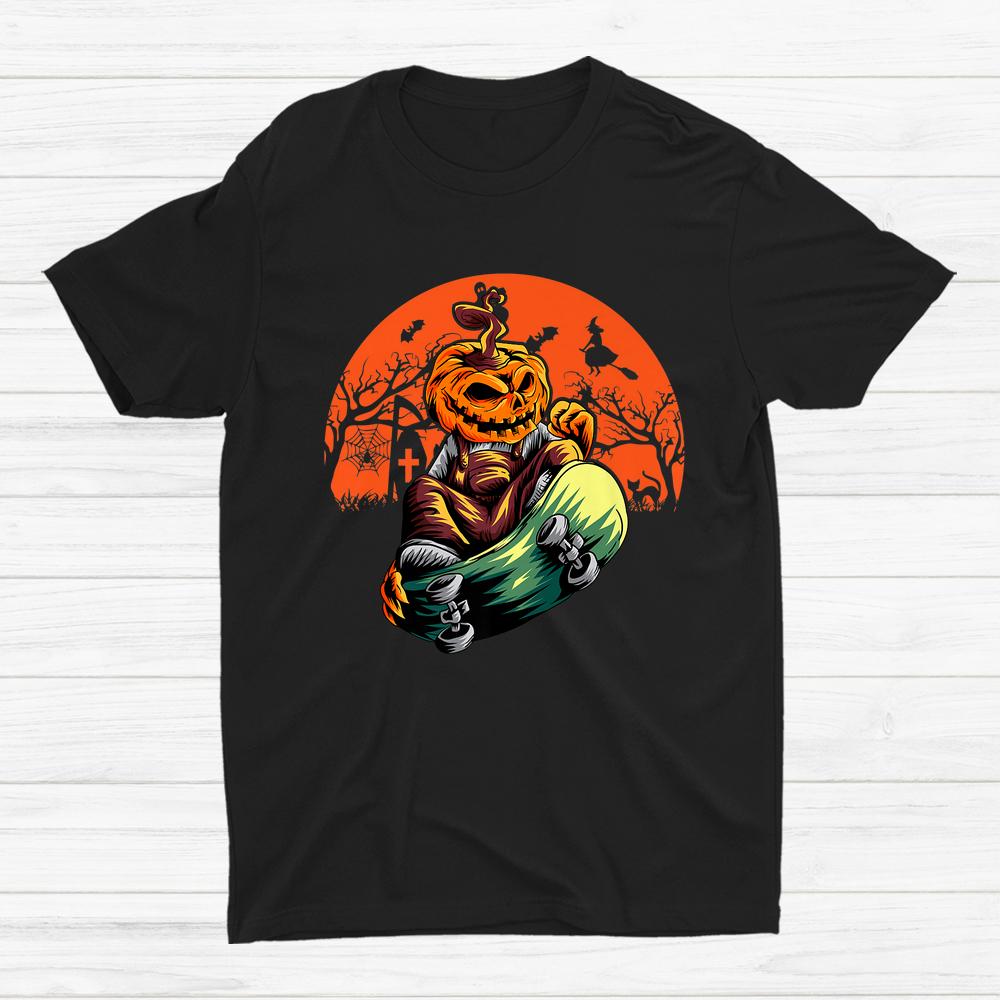 Pumpkin With Skateboard Halloween Shirt Pumpkin With Skateboard Halloween Shirt