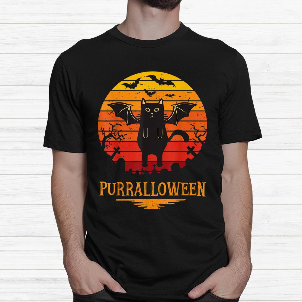Purralloween Ghost Black Cat Halloween Shirt Purralloween Ghost Black Cat Halloween Shirt