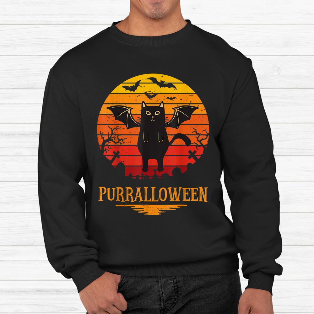 Purralloween Ghost Black Cat Halloween Shirt Purralloween Ghost Black Cat Halloween Shirt