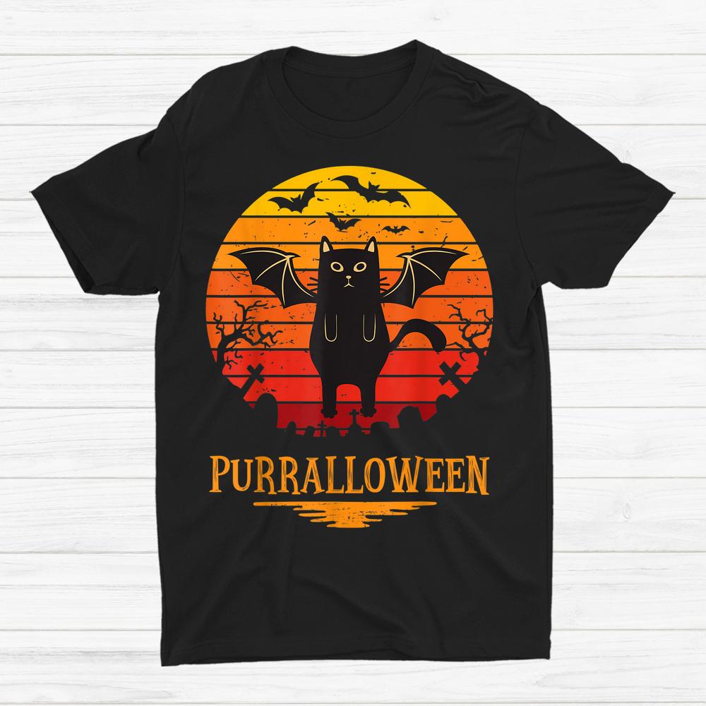 Purralloween Ghost Black Cat Halloween Shirt Purralloween Ghost Black Cat Halloween Shirt