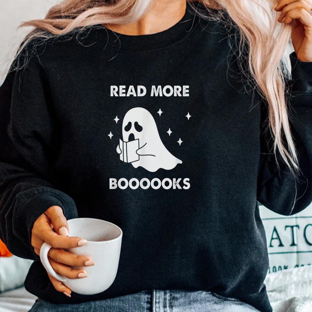 Read More Booooks Ghost Reading Books Halloween Shirt Read More Booooks Ghost Reading Books Halloween Shirt