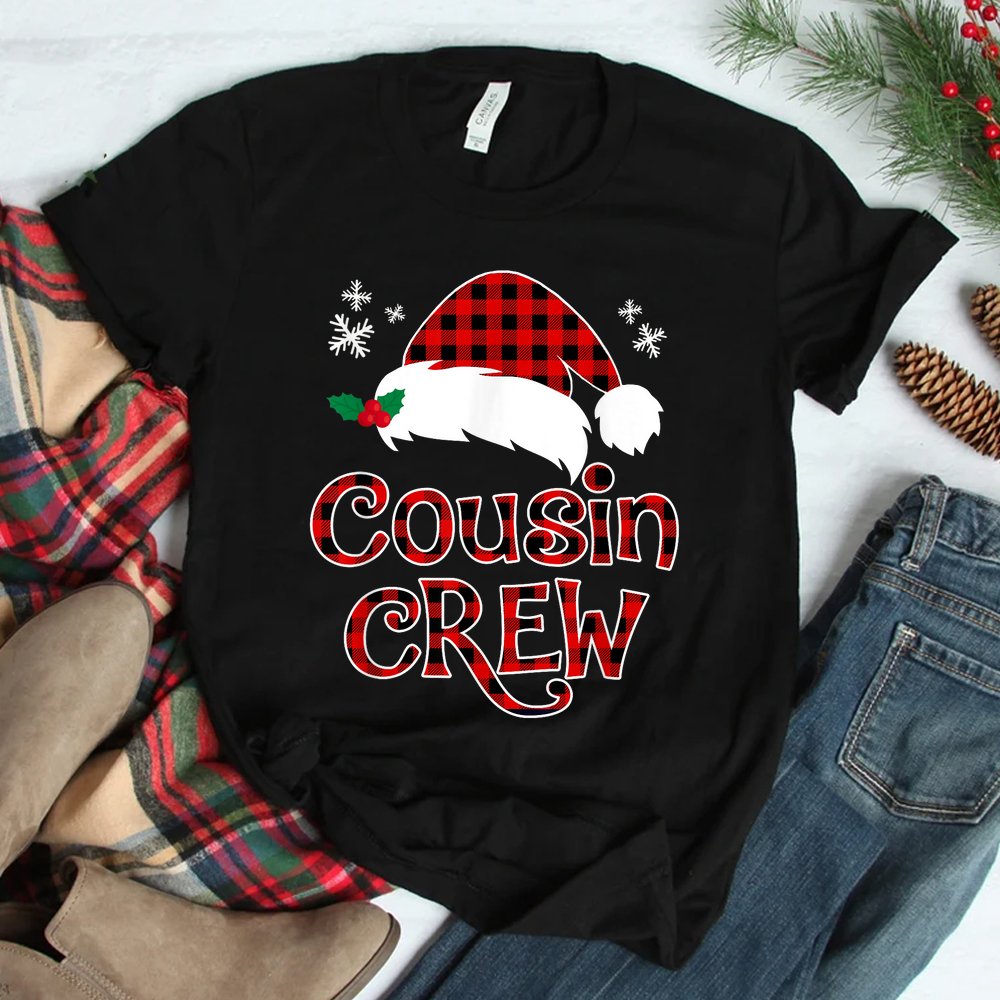 Red Plaid Cousin Crew Santa Hat Family Matching Christmas Shirt Red Plaid Cousin Crew Santa Hat Family Matching Christmas Shirt