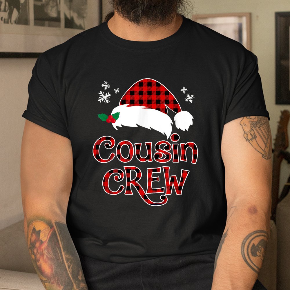 Red Plaid Cousin Crew Santa Hat Family Matching Christmas Shirt Red Plaid Cousin Crew Santa Hat Family Matching Christmas Shirt