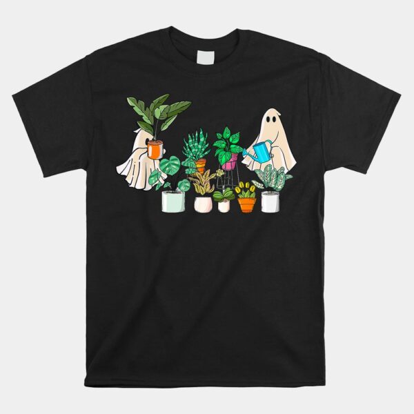 Retro Lady Gardener Ghost Gardening Plant Halloween Shirt