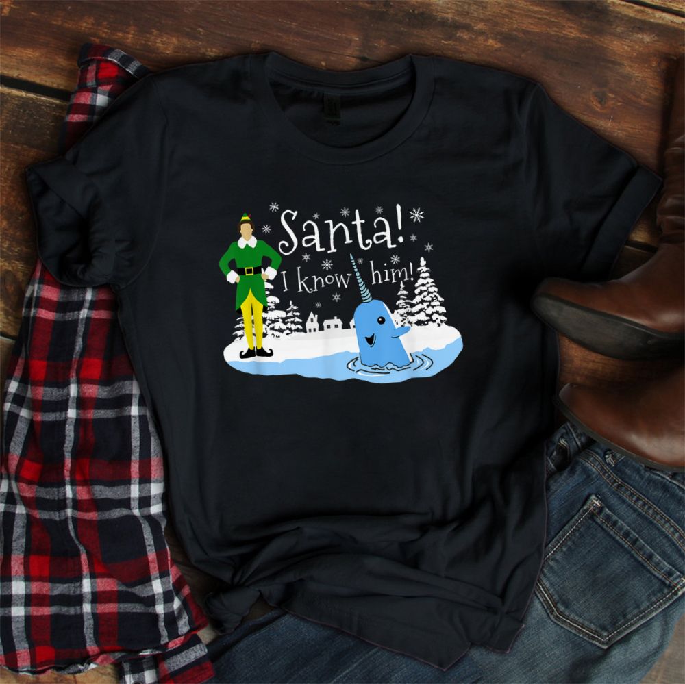 Santa Best Buddies Winter Narwhal Christmas Elf Shirt Santa Best Buddies Winter Narwhal Christmas Elf Shirt