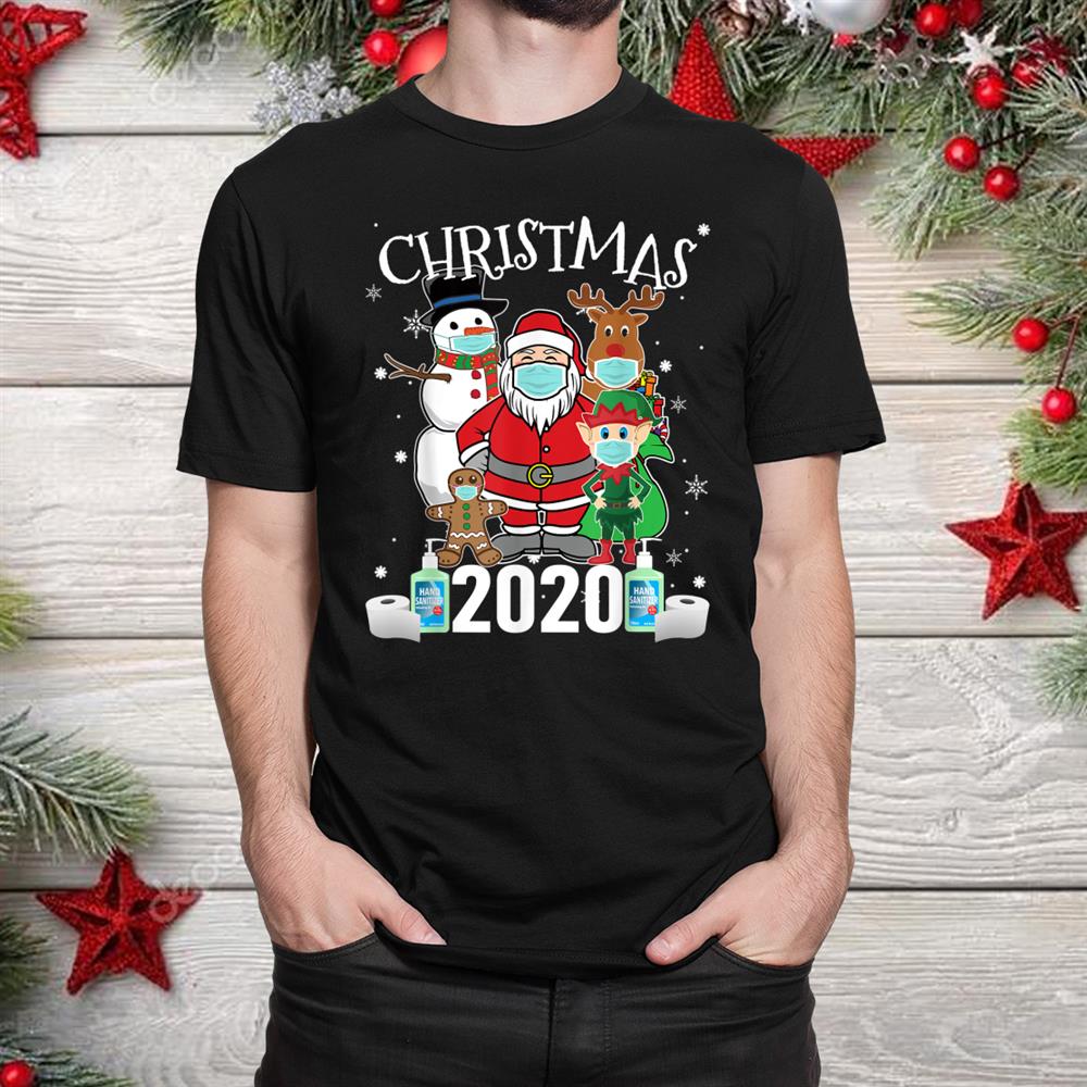 Santa Claus And Friends Wearing Mask Christmas Shirt Santa Claus And Friends Wearing Mask Christmas Shirt