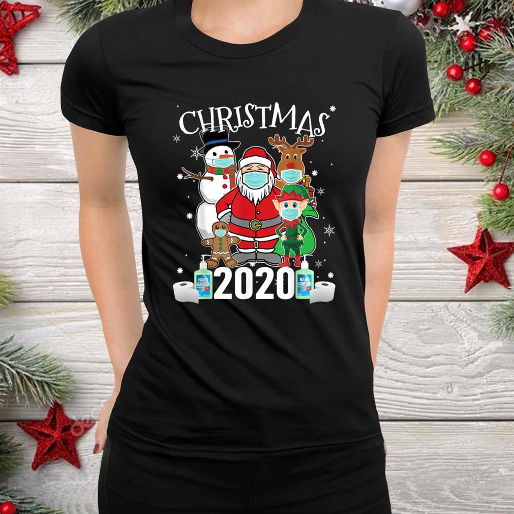 Santa Claus And Friends Wearing Mask Christmas Shirt Santa Claus And Friends Wearing Mask Christmas Shirt