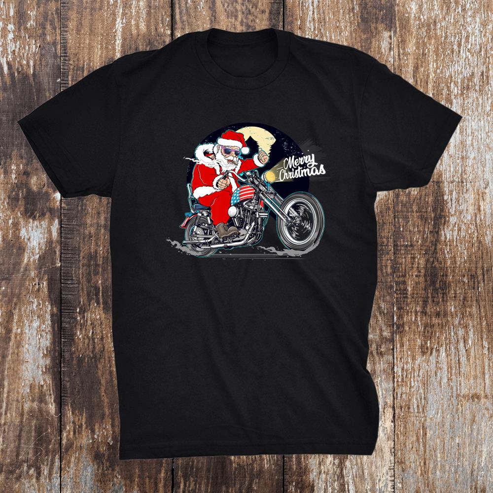 Santa Claus Riding A Motorcycle Christmas Shirt Santa Claus Riding A Motorcycle Christmas Shirt