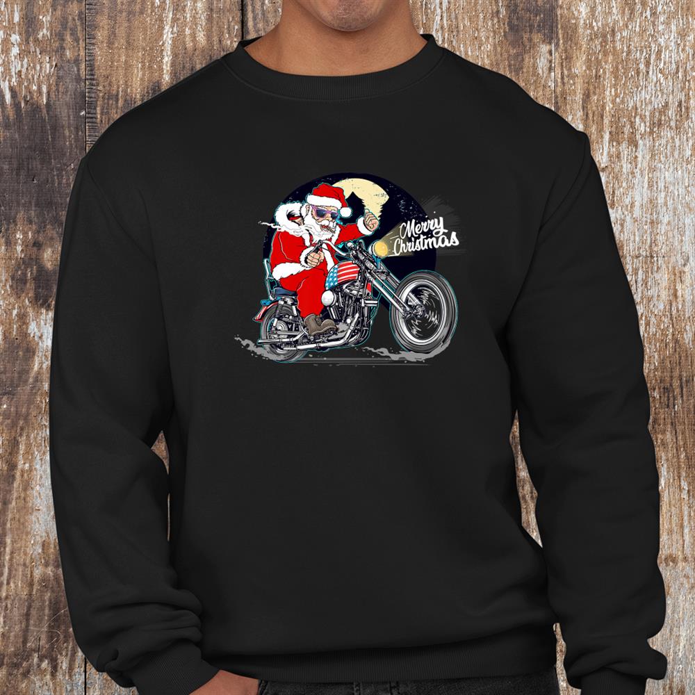 Santa Claus Riding A Motorcycle Christmas Shirt Santa Claus Riding A Motorcycle Christmas Shirt