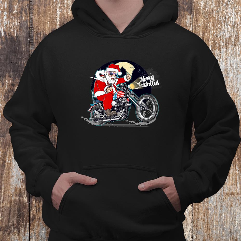 Santa Claus Riding A Motorcycle Christmas Shirt Santa Claus Riding A Motorcycle Christmas Shirt