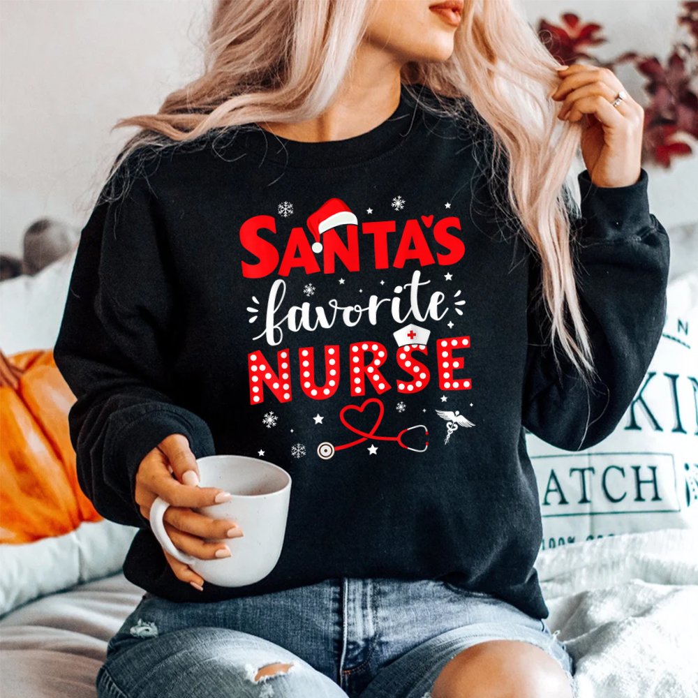 Santa Favorite Nurse For Christmas In Hospital Shirt Santa Favorite Nurse For Christmas In Hospital Shirt