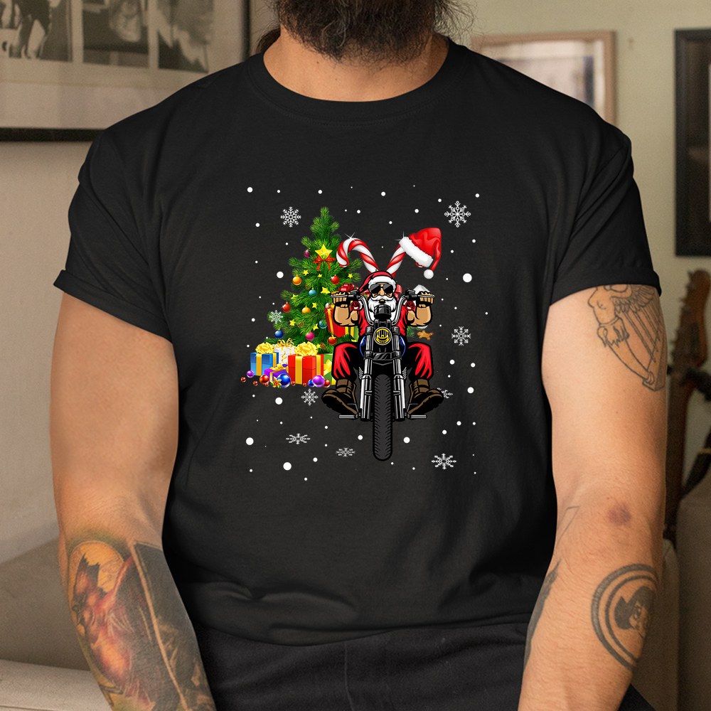 Santa On Motorcycle Biker Christmas Motorbike Shirt Santa On Motorcycle Biker Christmas Motorbike Shirt