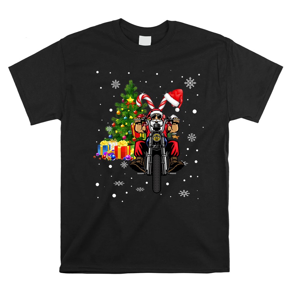Santa On Motorcycle Biker Christmas Motorbike Shirt Santa On Motorcycle Biker Christmas Motorbike Shirt