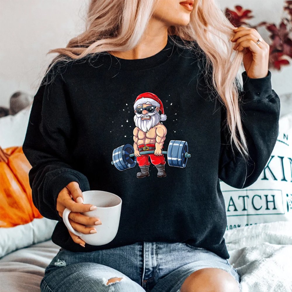 Santa Weightlifting Christmas Fitness Gym Deadlift Xmas Shirt Santa Weightlifting Christmas Fitness Gym Deadlift Xmas Shirt