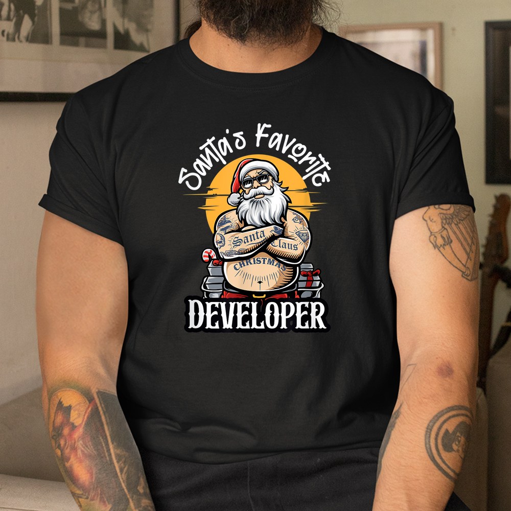 Santa’s Favorite Developer Funny Christmas Bad Santa Claus Shirt Santa’s Favorite Developer Funny Christmas Bad Santa Claus Shirt