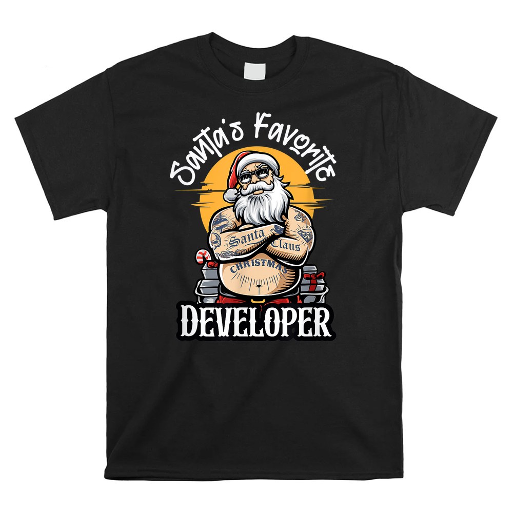 Santa’s Favorite Developer Funny Christmas Bad Santa Claus Shirt Santa’s Favorite Developer Funny Christmas Bad Santa Claus Shirt