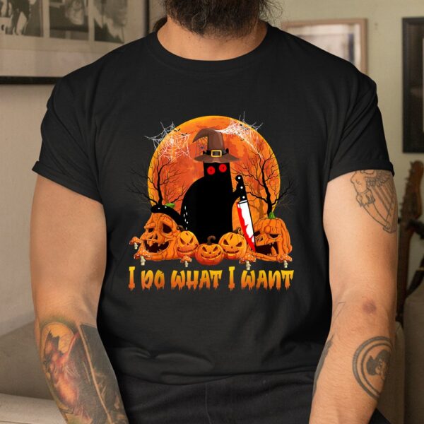 Scary Halloween Black Cat Funny I Do What I Want Cat Shirt