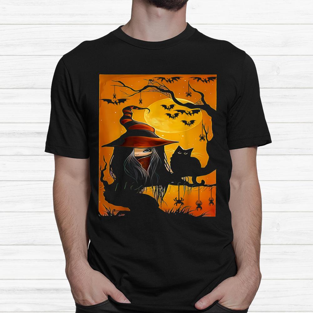 Scary Halloween Black Cat Witch And Moon Shirt Scary Halloween Black Cat Witch And Moon Shirt