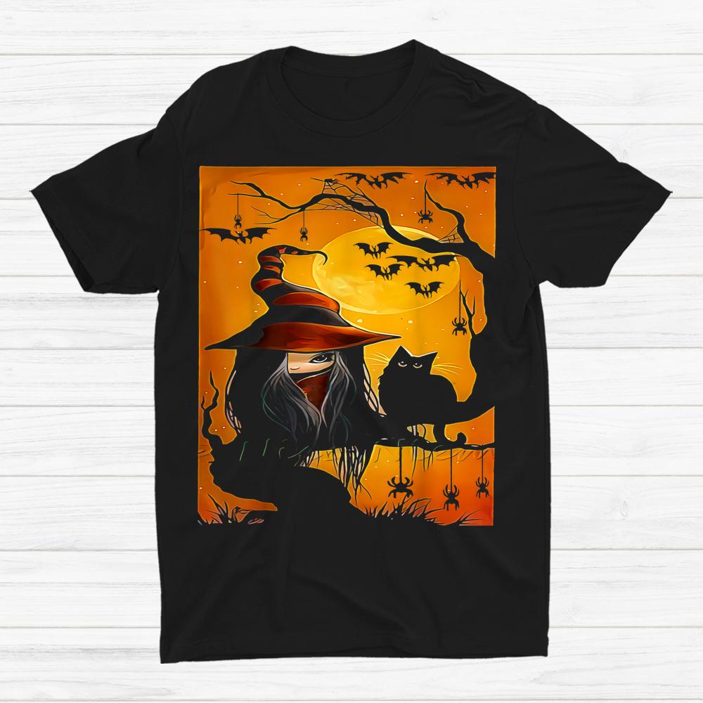 Scary Halloween Black Cat Witch And Moon Shirt Scary Halloween Black Cat Witch And Moon Shirt