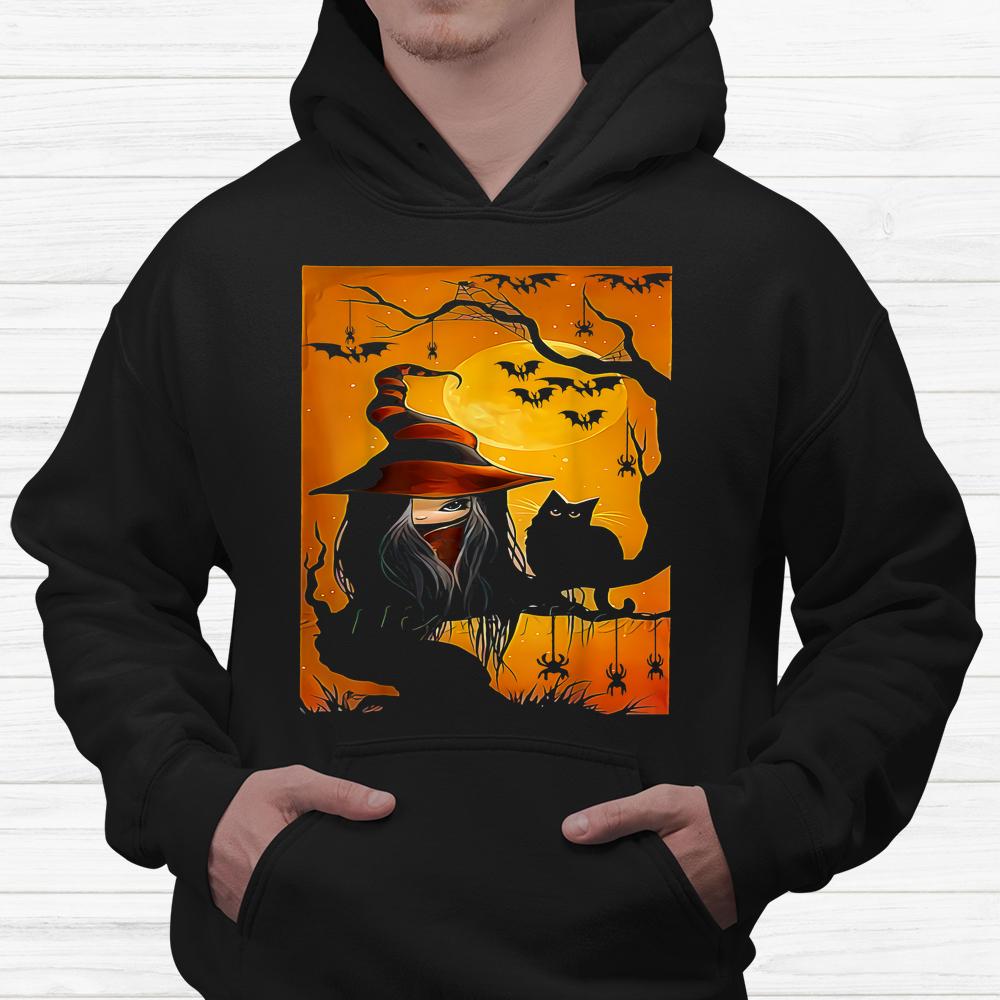 Scary Halloween Black Cat Witch And Moon Shirt Scary Halloween Black Cat Witch And Moon Shirt