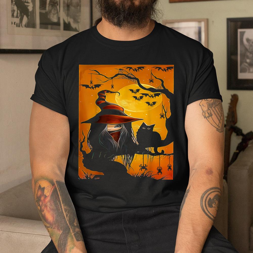 Scary Halloween Black Cat Witch And Moon Shirt Scary Halloween Black Cat Witch And Moon Shirt