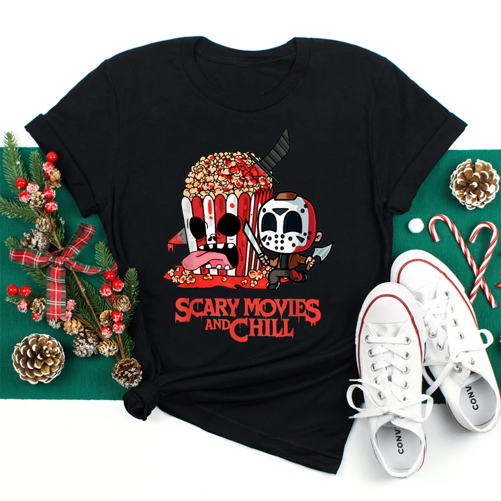 Scary Movies And Chill Horror Movies Scary Halloween Shirt Scary Movies And Chill Horror Movies Scary Halloween Shirt