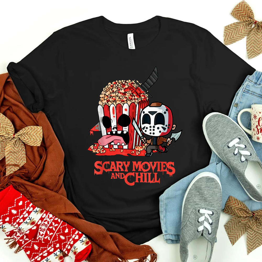 Scary Movies And Chill Horror Movies Scary Halloween Shirt Scary Movies And Chill Horror Movies Scary Halloween Shirt