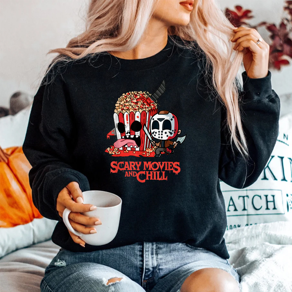 Scary Movies And Chill Horror Movies Scary Halloween Shirt Scary Movies And Chill Horror Movies Scary Halloween Shirt