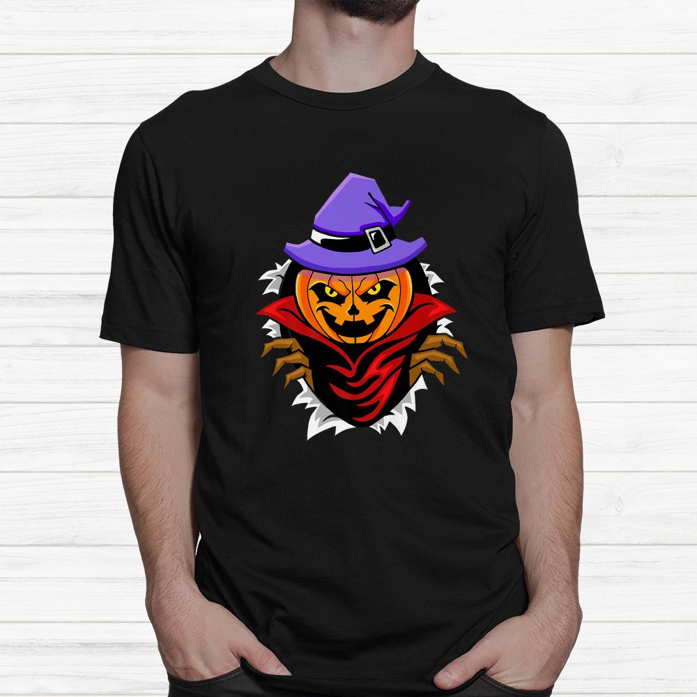 Scary Pumpkin With Witch Hat Halloween Shirt Scary Pumpkin With Witch Hat Halloween Shirt