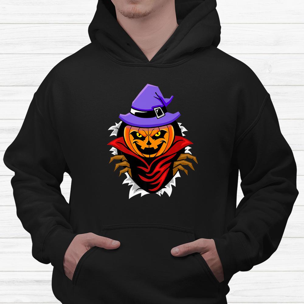 Scary Pumpkin With Witch Hat Halloween Shirt Scary Pumpkin With Witch Hat Halloween Shirt