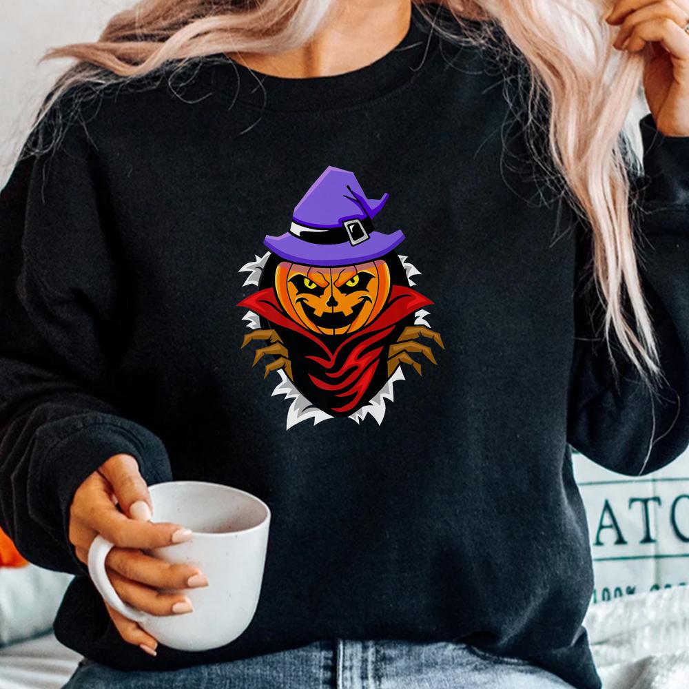 Scary Pumpkin With Witch Hat Halloween Shirt Scary Pumpkin With Witch Hat Halloween Shirt