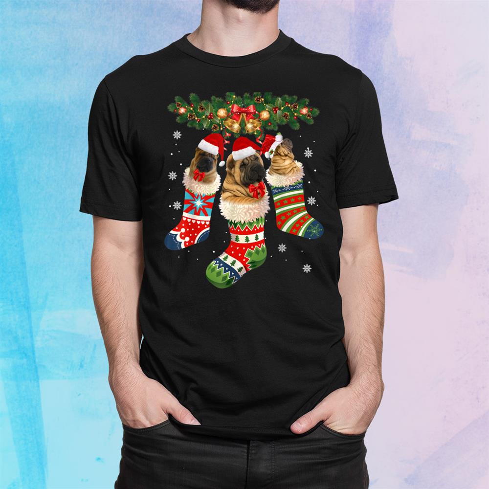Shar Pei Christmas In Sock Dog Santa Hat Shirt Shar Pei Christmas In Sock Dog Santa Hat Shirt
