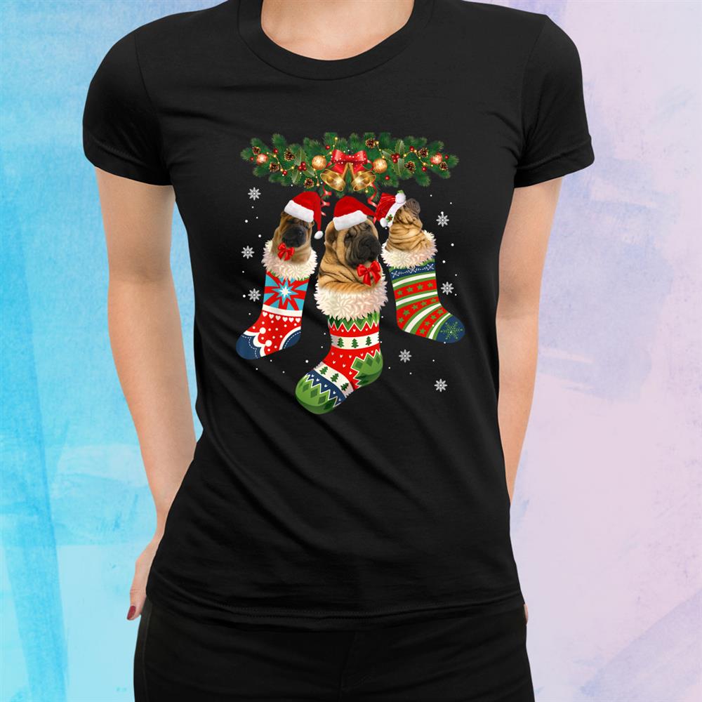 Shar Pei Christmas In Sock Dog Santa Hat Shirt Shar Pei Christmas In Sock Dog Santa Hat Shirt