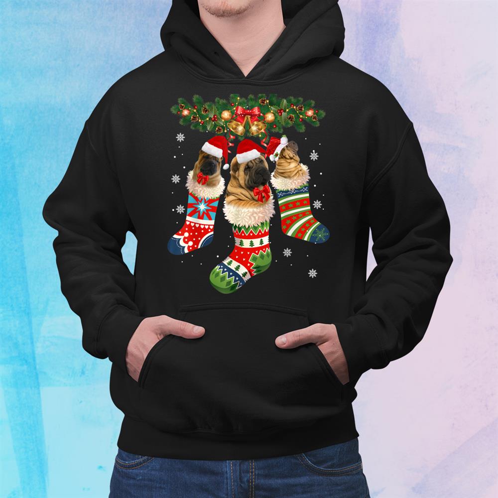 Shar Pei Christmas In Sock Dog Santa Hat Shirt Shar Pei Christmas In Sock Dog Santa Hat Shirt