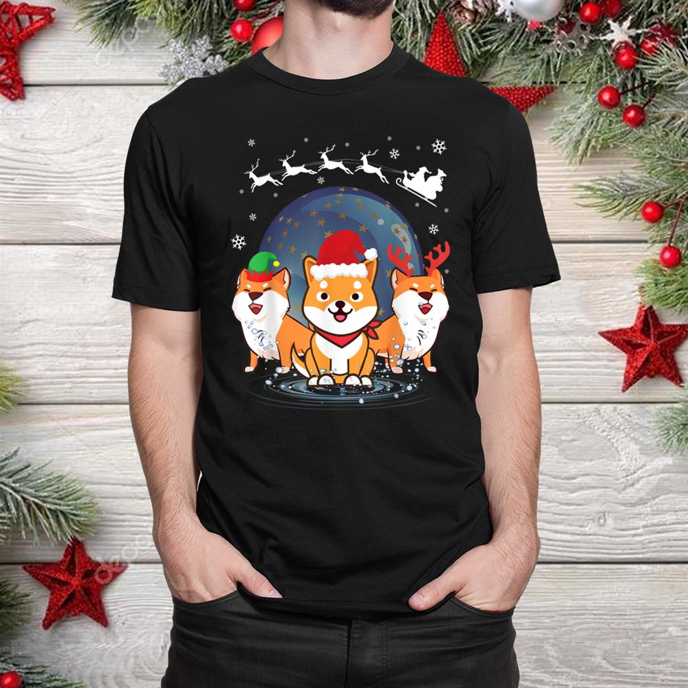 Shiba Inu Santa Reindeer Elf Costume Dance Around Snow Christmas Shirt Shiba Inu Santa Reindeer Elf Costume Dance Around Snow Christmas Shirt
