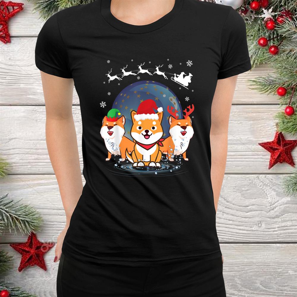 Shiba Inu Santa Reindeer Elf Costume Dance Around Snow Christmas Shirt Shiba Inu Santa Reindeer Elf Costume Dance Around Snow Christmas Shirt