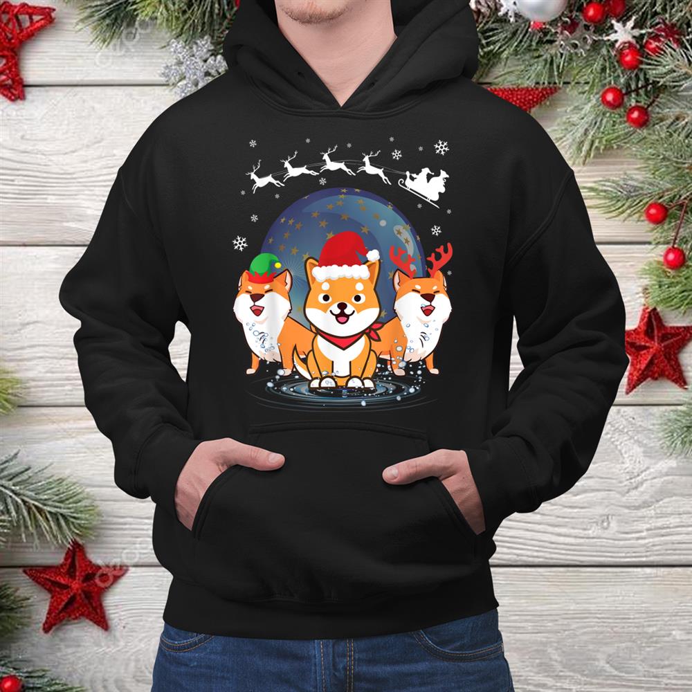 Shiba Inu Santa Reindeer Elf Costume Dance Around Snow Christmas Shirt Shiba Inu Santa Reindeer Elf Costume Dance Around Snow Christmas Shirt