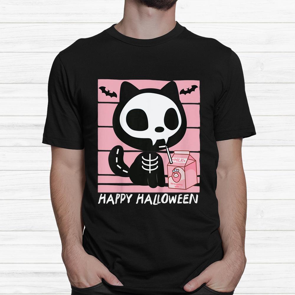 Skeleton Cat Strawberry Milk Cute Halloween Shirt Skeleton Cat Strawberry Milk Cute Halloween Shirt