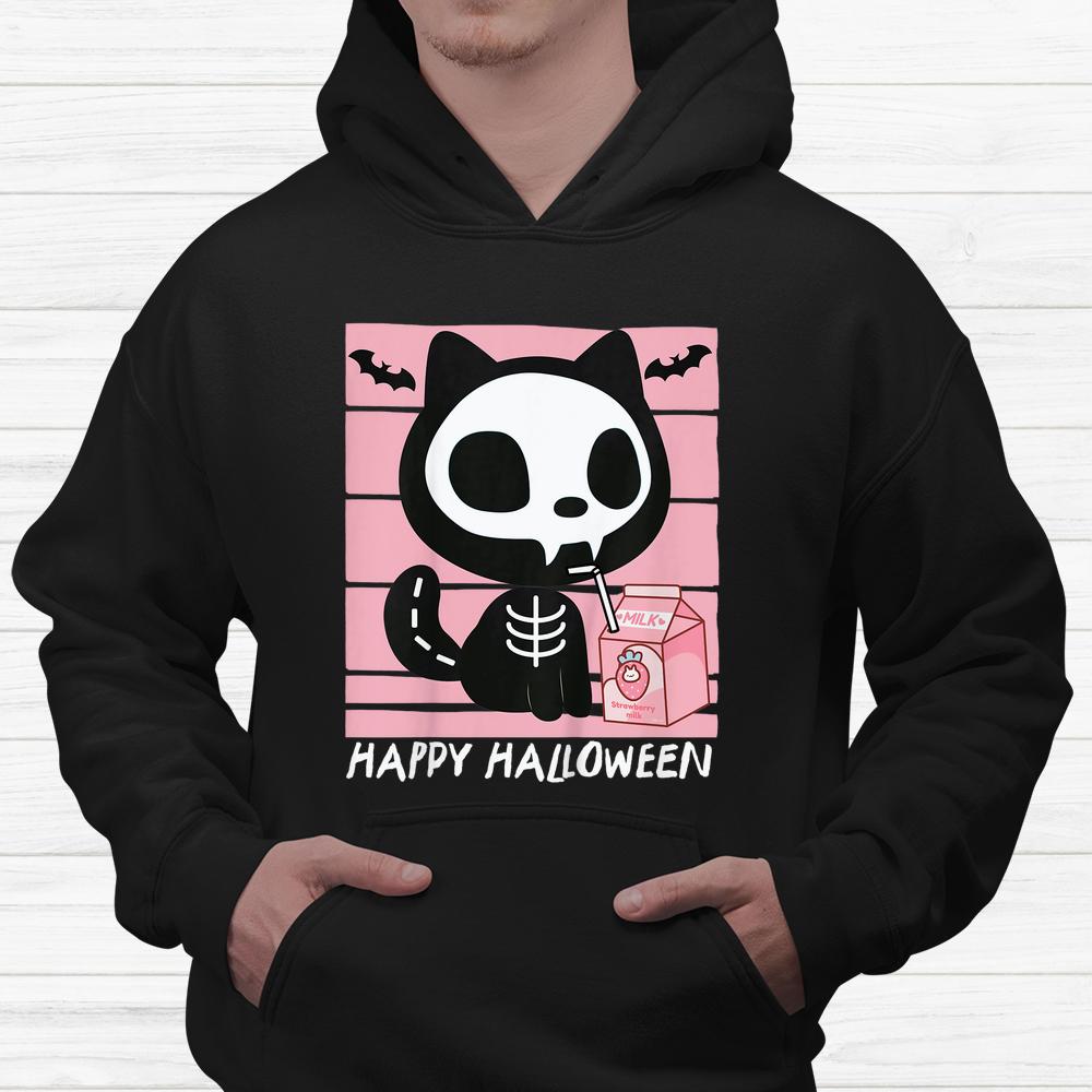 Skeleton Cat Strawberry Milk Cute Halloween Shirt Skeleton Cat Strawberry Milk Cute Halloween Shirt