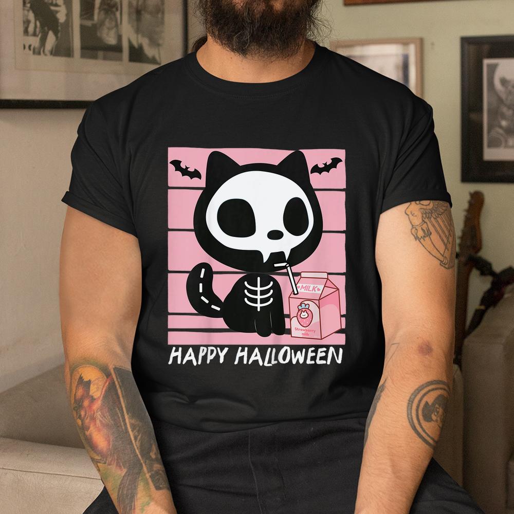 Skeleton Cat Strawberry Milk Cute Halloween Shirt Skeleton Cat Strawberry Milk Cute Halloween Shirt